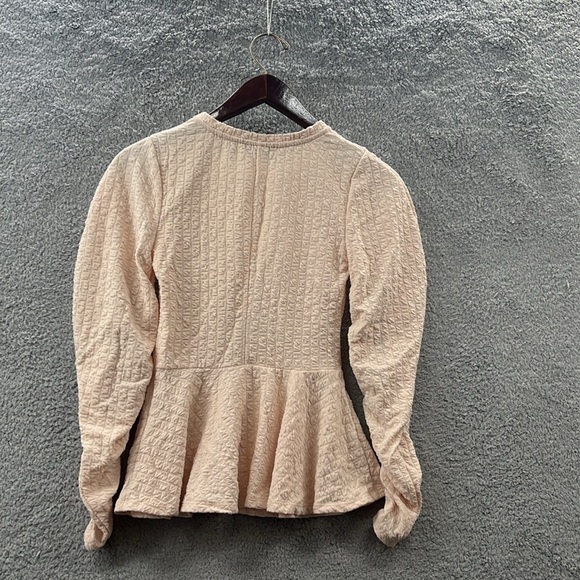ZARA beige peplum with rusched sleeves size small too - Picture 7 of 7